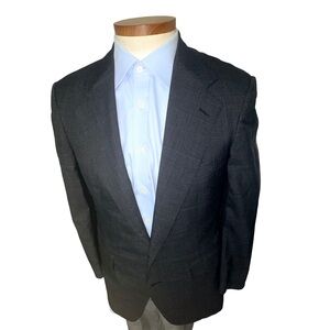 Polo by Ralph Lauren Sz 40R Dark Gray Black Micro Check Plaid Blazer